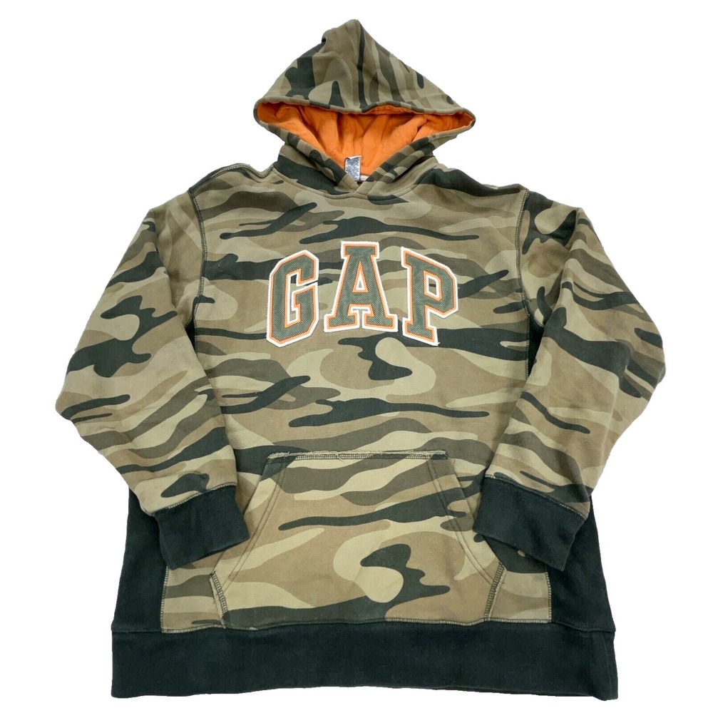 Gap Hoodie Youth XXL Green Camo Sweatshirt Sweater Spell Out Youth Army VTG‎